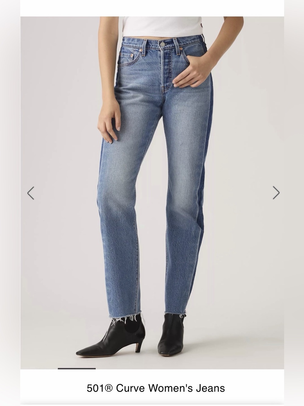 Levi's 501 Curve Two-Tone Straight Leg Jeans in Blue
